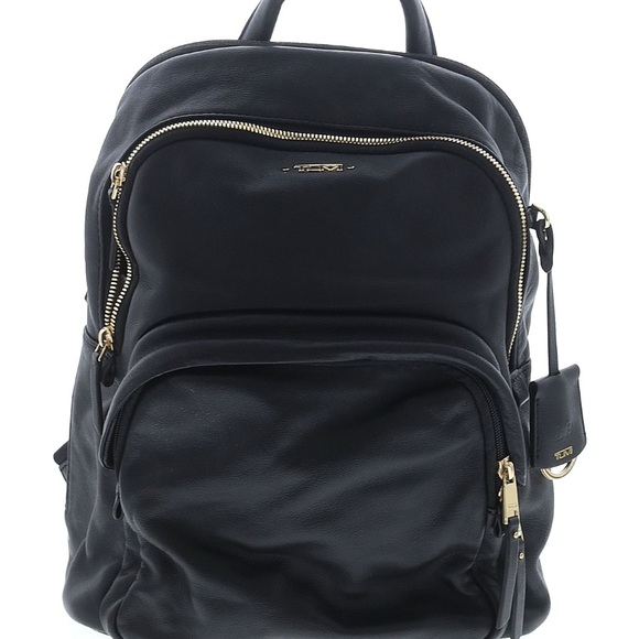 Tumi Voyageur Dori Black Leather Backpack with Gold Hardware - Picture 2 of 8